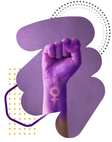 International sign for women on purple fist